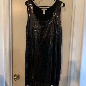Black sleeveless sequin dress